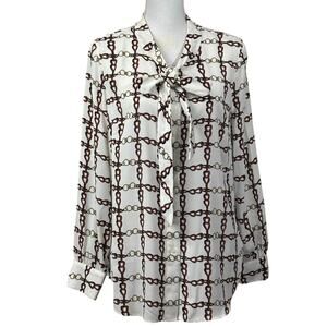 Talbots equestrian chain blouse w/bow, equestrian, elegant, classic, preppy
